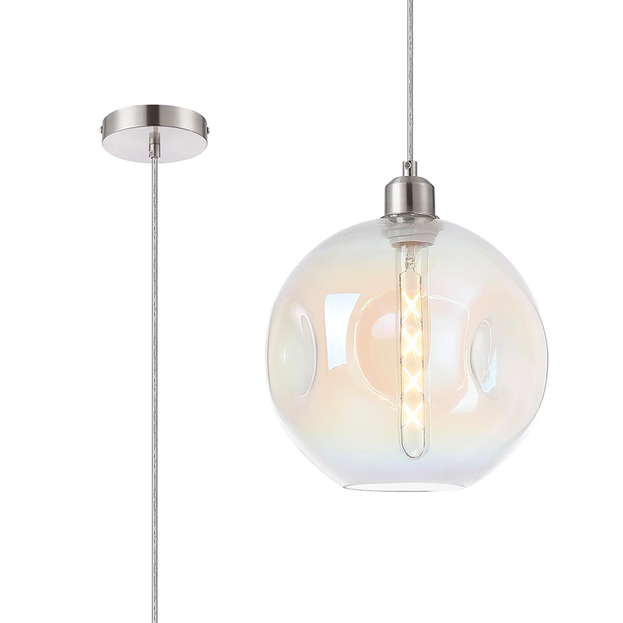Cawdor Satin Nickel Ceiling Lights Deco Single Pendant
